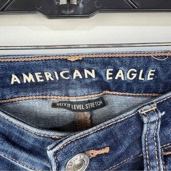 American Eagle Super Hi Rise Jegging Distressed Ripped Skinny Jeans Casual Denim - Picture 7 of 8